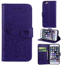 Embossing Rose Flower Leather Wallet Case for iPhone 6s Plus / 6 Plus 6P(5.5 inch) - Purple