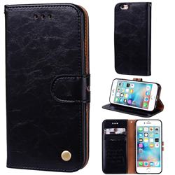 Luxury Retro Oil Wax PU Leather Wallet Phone Case for iPhone 6s Plus / 6 Plus 6P(5.5 inch) - Deep Black