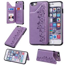 Yikatu Luxury Cute Cats Multifunction Magnetic Card Slots Stand Leather Back Cover for iPhone 6s Plus / 6 Plus 6P(5.5 inch) - Purple
