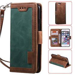 Luxury Retro Stitching Leather Wallet Phone Case for iPhone 6s Plus / 6 Plus 6P(5.5 inch) - Dark Green