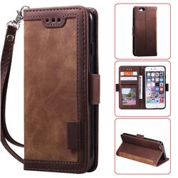 Luxury Retro Stitching Leather Wallet Phone Case for iPhone 6s Plus / 6 Plus 6P(5.5 inch) - Dark Brown