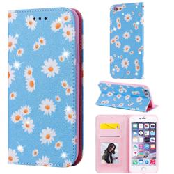 Ultra Slim Daisy Sparkle Glitter Powder Magnetic Leather Wallet Case for iPhone 6s Plus / 6 Plus 6P(5.5 inch) - Blue