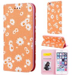 Ultra Slim Daisy Sparkle Glitter Powder Magnetic Leather Wallet Case for iPhone 6s Plus / 6 Plus 6P(5.5 inch) - Orange