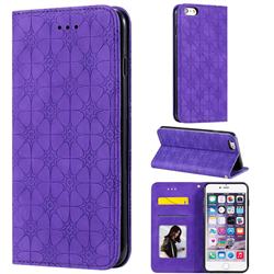 Intricate Embossing Four Leaf Clover Leather Wallet Case for iPhone 6s Plus / 6 Plus 6P(5.5 inch) - Purple