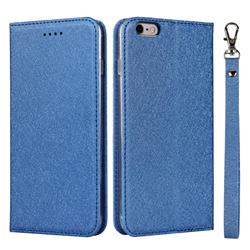 Ultra Slim Magnetic Automatic Suction Silk Lanyard Leather Flip Cover for iPhone 6s Plus / 6 Plus 6P(5.5 inch) - Sky Blue