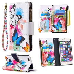 Vivid Flying Butterflies Binfen Color BF03 Retro Zipper Leather Wallet Phone Case for iPhone 6s Plus / 6 Plus 6P(5.5 inch)