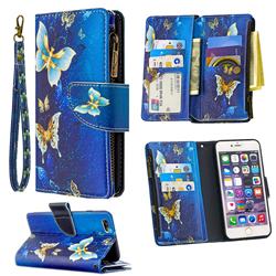 Golden Butterflies Binfen Color BF03 Retro Zipper Leather Wallet Phone Case for iPhone 6s Plus / 6 Plus 6P(5.5 inch)