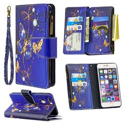 Purple Butterfly Binfen Color BF03 Retro Zipper Leather Wallet Phone Case for iPhone 6s Plus / 6 Plus 6P(5.5 inch)