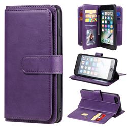Multi-function Ten Card Slots and Photo Frame PU Leather Wallet Phone Case Cover for iPhone 6s Plus / 6 Plus 6P(5.5 inch) - Violet