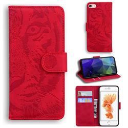 Intricate Embossing Tiger Face Leather Wallet Case for iPhone 6s Plus / 6 Plus 6P(5.5 inch) - Red