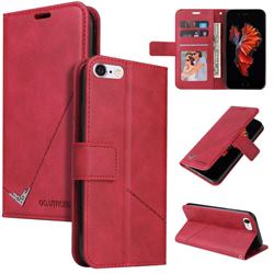 GQ.UTROBE Right Angle Silver Pendant Leather Wallet Phone Case for iPhone 6s Plus / 6 Plus 6P(5.5 inch) - Red