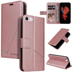 GQ.UTROBE Right Angle Silver Pendant Leather Wallet Phone Case for iPhone 6s Plus / 6 Plus 6P(5.5 inch) - Rose Gold