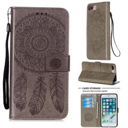 Embossing Dream Catcher Mandala Flower Leather Wallet Case for iPhone 6s Plus / 6 Plus 6P(5.5 inch) - Gray