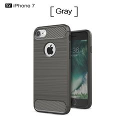 Luxury Carbon Fiber Brushed Wire Drawing Silicone TPU Back Cover for iPhone 8 / 7 8G 7G(4.7 inch) (Gray)