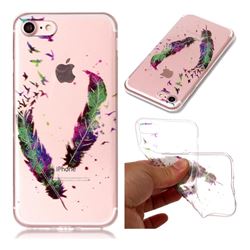 Colored Feathers Super Clear Flash Powder Shiny Soft TPU Back Cover for iPhone 8 / 7 8G 7G(4.7 inch)