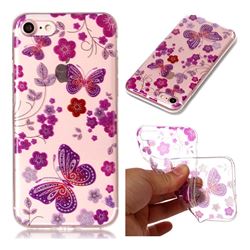 Safflower Butterfly Super Clear Flash Powder Shiny Soft TPU Back Cover for iPhone 8 / 7 8G 7G(4.7 inch)