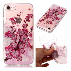 Branches Plum Blossom Super Clear Flash Powder Shiny Soft TPU Back Cover for iPhone 8 / 7 8G 7G(4.7 inch)