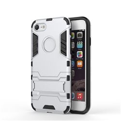 Armor Premium Tactical Grip Kickstand Shockproof Dual Layer Rugged Hard Cover for iPhone 8 / 7 (4.7 inch) - Silver