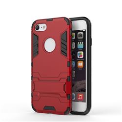 Armor Premium Tactical Grip Kickstand Shockproof Dual Layer Rugged Hard Cover for iPhone 8 / 7 (4.7 inch) - Wine Red
