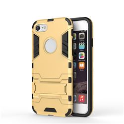 Armor Premium Tactical Grip Kickstand Shockproof Dual Layer Rugged Hard Cover for iPhone 8 / 7 (4.7 inch) - Golden