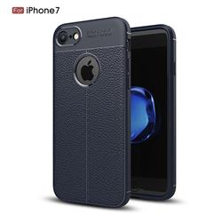 Luxury Auto Focus Litchi Texture Silicone TPU Back Cover for iPhone 8 / 7 (4.7 inch) - Dark Blue