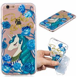 Blue Flower Unicorn Clear Varnish Soft Phone Back Cover for iPhone 8 / 7 (4.7 inch)