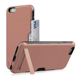 Brushed 2 in 1 TPU + PC Stand Card Slot Phone Case Cover for iPhone 8 / 7 (4.7 inch) - Rose Gold