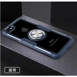 Acrylic Glass Carbon Invisible Ring Holder Phone Cover for iPhone 8 / 7 (4.7 inch) - Navy