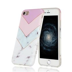 Stitching Pink Marble Clear Bumper Glossy Rubber Silicone Phone Case for iPhone 8 / 7 (4.7 inch)
