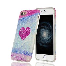 Glitter Rose Heart Marble Clear Bumper Glossy Rubber Silicone Phone Case for iPhone 8 / 7 (4.7 inch)