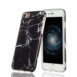 Black Stone Marble Clear Bumper Glossy Rubber Silicone Phone Case for iPhone 8 / 7 (4.7 inch)