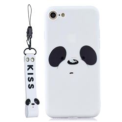 White Feather Panda Soft Kiss Candy Hand Strap Silicone Case for iPhone 8 / 7 (4.7 inch)