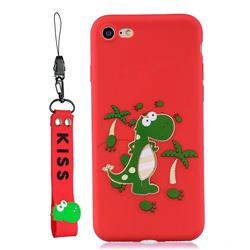 Red Dinosaur Soft Kiss Candy Hand Strap Silicone Case for iPhone 8 / 7 (4.7 inch)