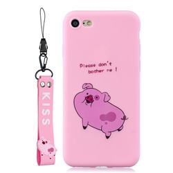 Pink Cute Pig Soft Kiss Candy Hand Strap Silicone Case for iPhone 8 / 7 (4.7 inch)