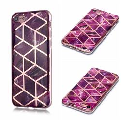 Purple Rhombus Galvanized Rose Gold Marble Phone Back Cover for iPhone 8 / 7 (4.7 inch)
