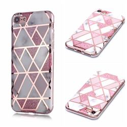 Pink Rhombus Galvanized Rose Gold Marble Phone Back Cover for iPhone 8 / 7 (4.7 inch)