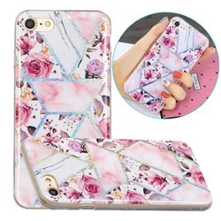 Rose Flower Painted Galvanized Electroplating Soft Phone Case Cover for iPhone 8 / 7 (4.7 inch)