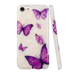Purple Butterfly Shell Pattern Glossy Rubber Silicone Protective Case Cover for iPhone 8 / 7 (4.7 inch)
