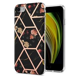 Black Rose Flower Marble Electroplating Protective Case Cover for iPhone 8 / 7 (4.7 inch)