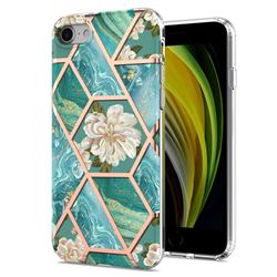 Blue Chrysanthemum Marble Electroplating Protective Case Cover for iPhone 8 / 7 (4.7 inch)