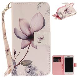 Magnolia Flower Hand Strap Leather Wallet Case for iPhone 8 / 7 8G 7G(4.7 inch)