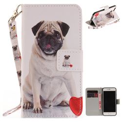 Pug Dog Hand Strap Leather Wallet Case for iPhone 8 / 7 8G 7G(4.7 inch)
