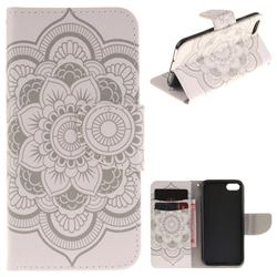 White Flowers PU Leather Wallet Case for iPhone 8 / 7 8G 7G(4.7 inch)