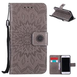 Embossing Sunflower Leather Wallet Case for iPhone 8 / 7 8G 7G(4.7 inch) - Gray