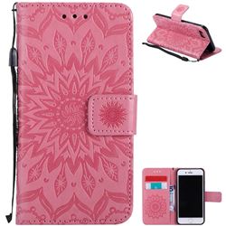 Embossing Sunflower Leather Wallet Case for iPhone 8 / 7 8G 7G(4.7 inch) - Pink