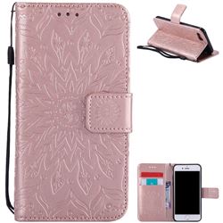 Embossing Sunflower Leather Wallet Case for iPhone 8 / 7 8G 7G(4.7 inch) - Rose Gold