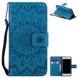 Embossing Sunflower Leather Wallet Case for iPhone 8 / 7 8G 7G(4.7 inch) - Blue