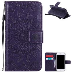 Embossing Sunflower Leather Wallet Case for iPhone 8 / 7 8G 7G(4.7 inch) - Purple
