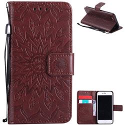 Embossing Sunflower Leather Wallet Case for iPhone 8 / 7 8G 7G(4.7 inch) - Brown