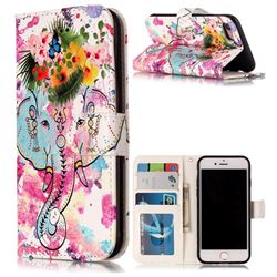 Flower Elephant 3D Relief Oil PU Leather Wallet Case for iPhone 8 / 7 8G 7G(4.7 inch)